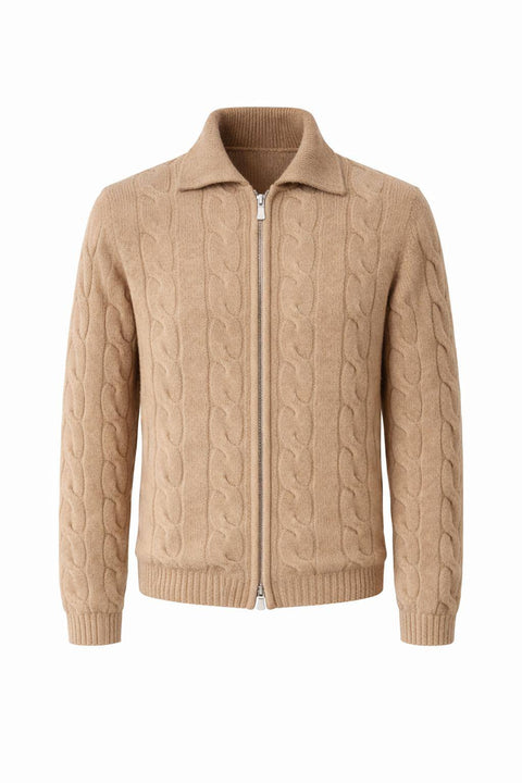 Cable-Knit Cashemire Camel Sweater