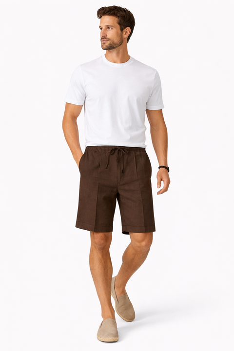 Dark Brown Linen Shorts