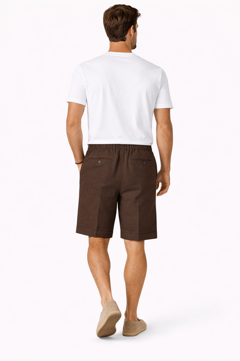 Dark Brown Linen Shorts