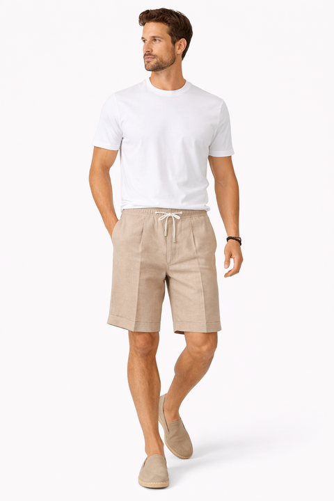 Beige Linen Shorts