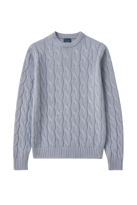 Light Grey Cable Cashmere Sweater