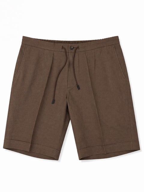 Dark Brown Linen Shorts