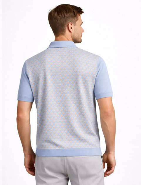 Riviera Zip Polo - Sky Blue