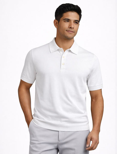 White Cotton Tennis Polo