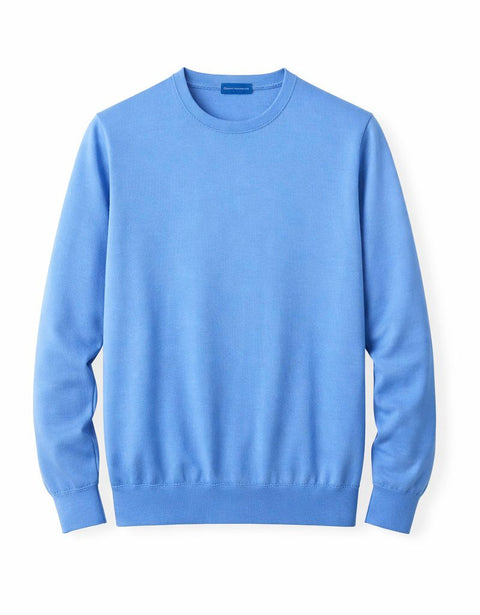 Round-Neck Knit Sweater - Sky Blue