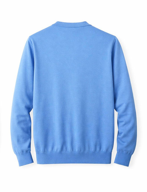 Round-Neck Knit Sweater - Sky Blue