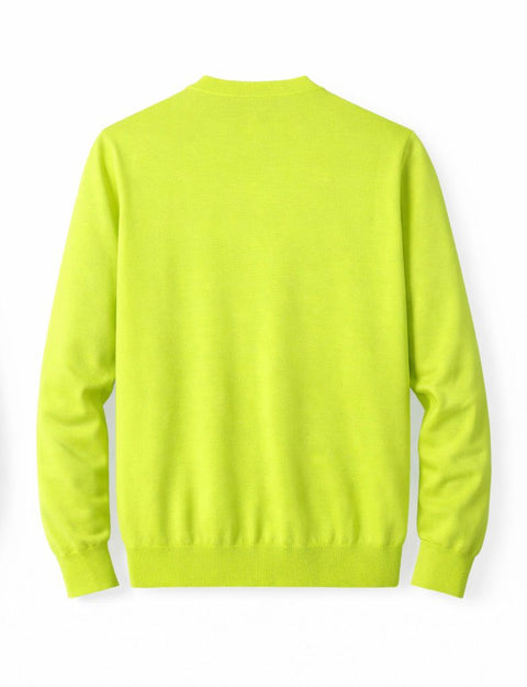 Round-Neck Knit Sweater - Lime Yellow