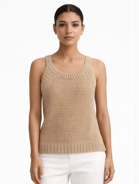 Camel Brushed Knit Tank Top