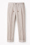 Beige Linen Tailored Trousers