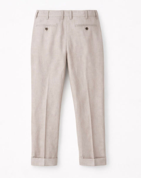 Beige Linen Tailored Trousers