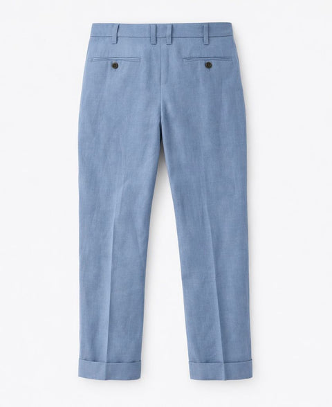 Sky Blue Linen Tailored Trousers