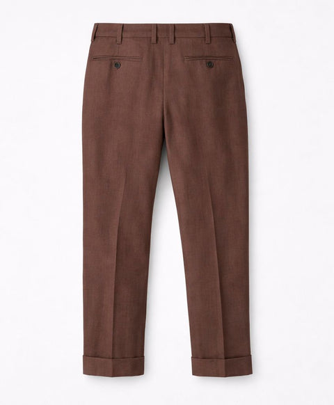 Brown Linen Trousers with Side Pockets