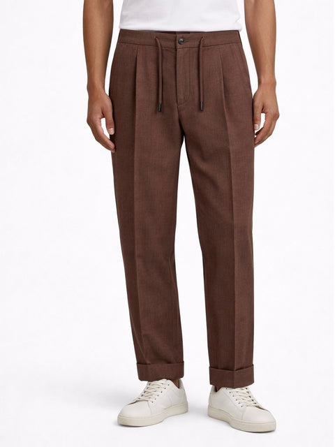 Brown Linen Trousers with Side Pockets