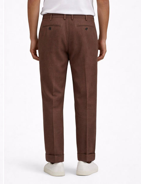 Brown Linen Trousers with Side Pockets