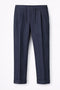 Navy Blue Linen Tailored Trousers