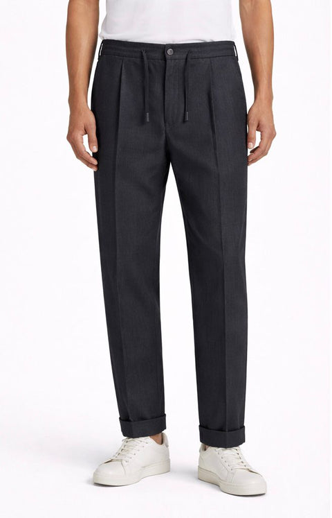 Black Linen Tailored Trousers