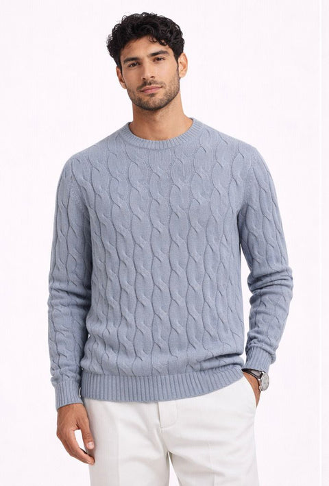 Light Grey Cable Cashmere Sweater