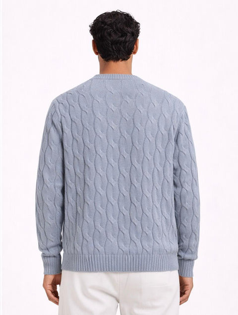 Light Grey Cable Cashmere Sweater