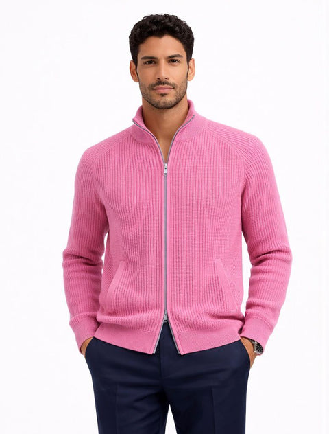 Cashmere Full-Zip Knit Rose