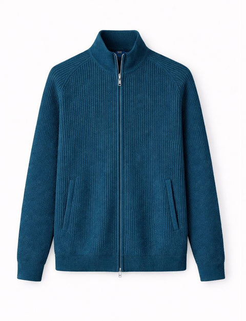 Cashmere Full-Zip Knit English Green