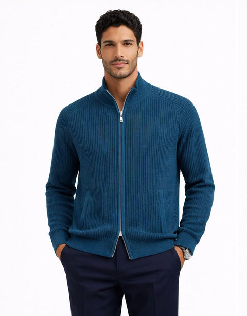 Cashmere Full-Zip Knit English Green