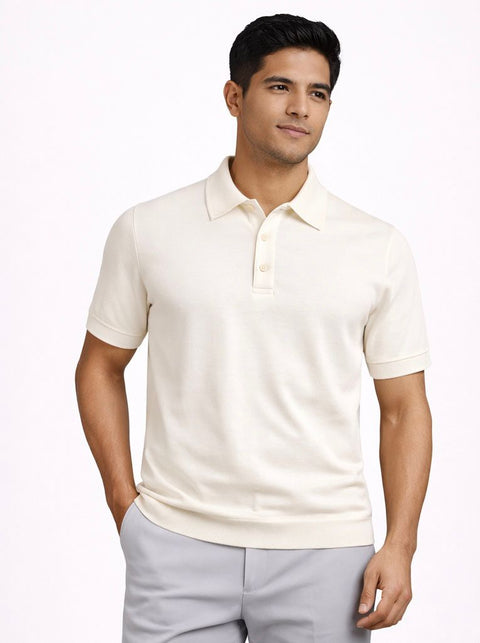 Cream Cotton Tennis Polo