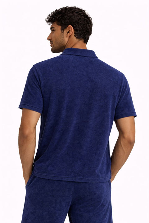 Navy Blue Terry Polo Shirt