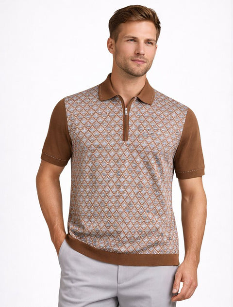 Riviera Zip Polo - Brown