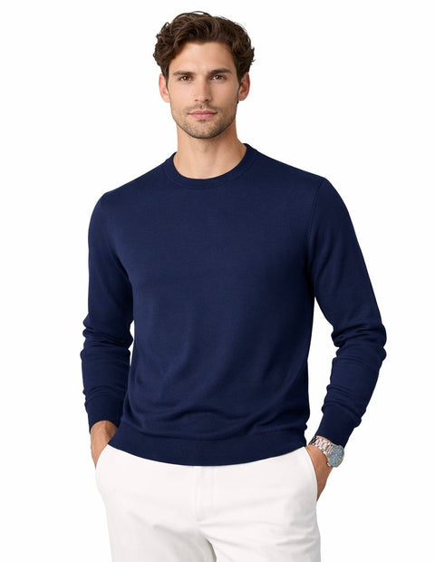Round-Neck Knit Sweater - Navy