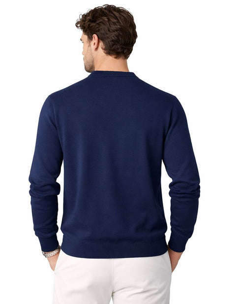Round-Neck Knit Sweater - Navy