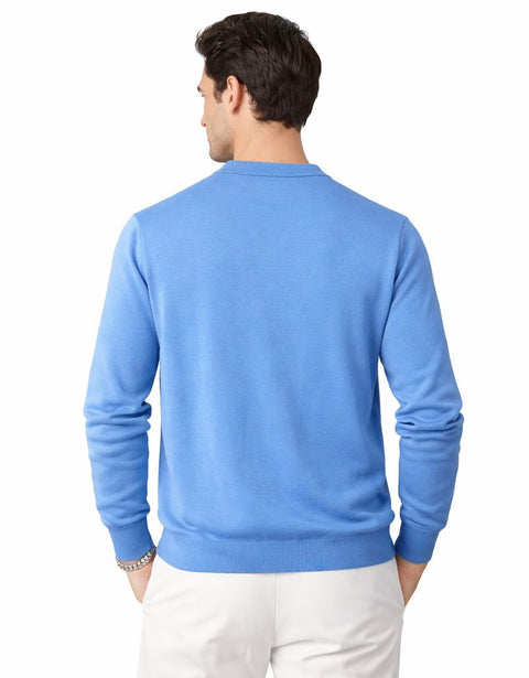 Round-Neck Knit Sweater - Sky Blue