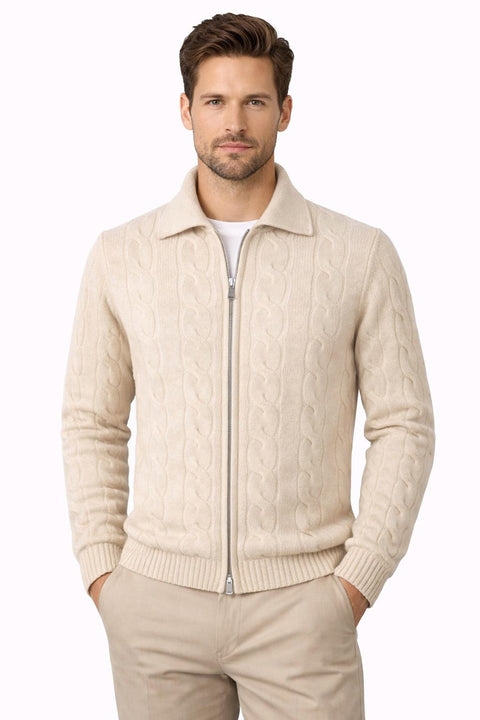 Cable-Knit Cashmere Ivory Sweater