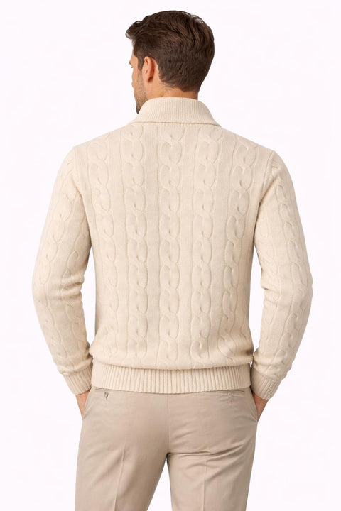 Cable-Knit Cashmere Ivory Sweater