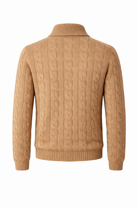 Cable-Knit Cashmere Camel Sweater