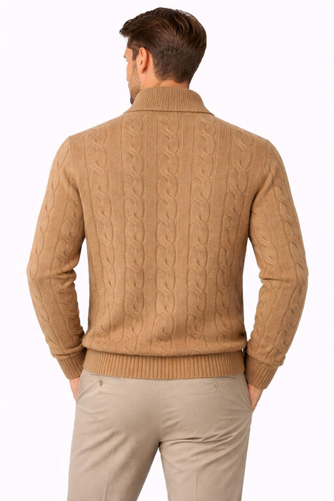 Cable-Knit Cashmere Camel Sweater