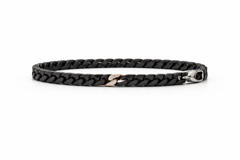 Cuban Chain Bracelet - Black & Rose Gold